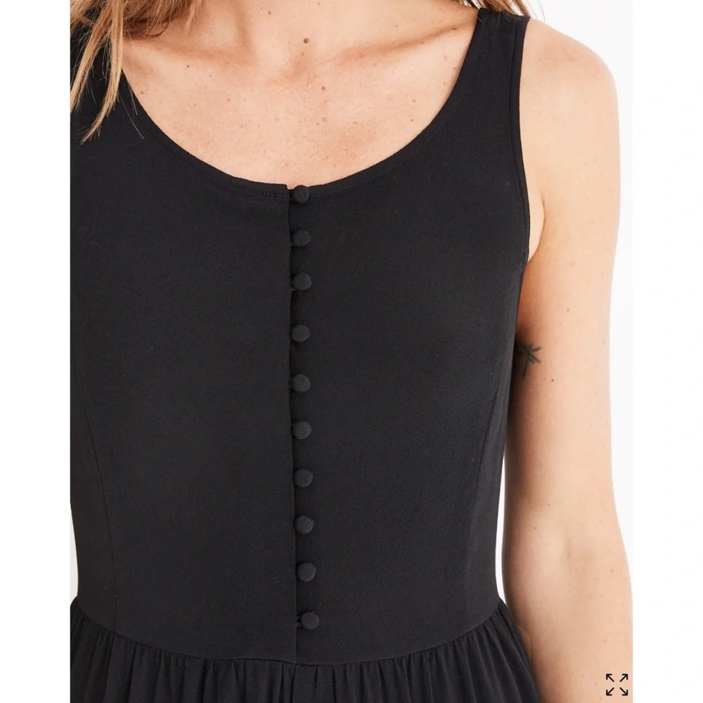 Madewell Smocked Button-Front Cropped Jumpsuit